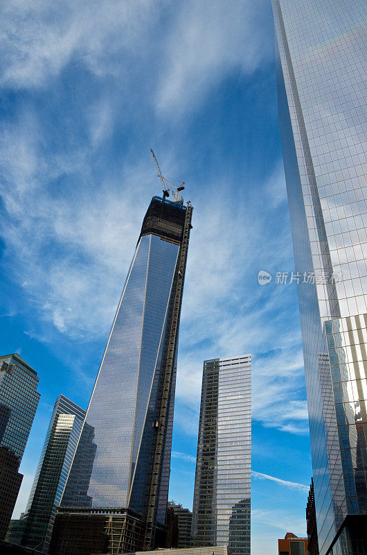 世界贸易中心大厦城市景观，下曼哈顿，纽约市