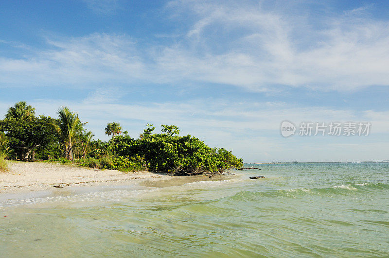 东海岸海滩，位于墨西哥湾，佛罗里达的萨尼贝尔岛