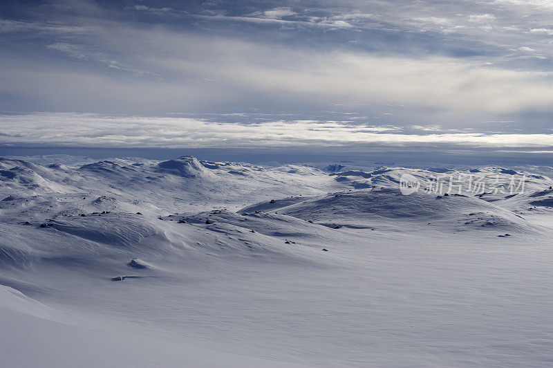 挪威Jotunheimen国家公园山上的冬天