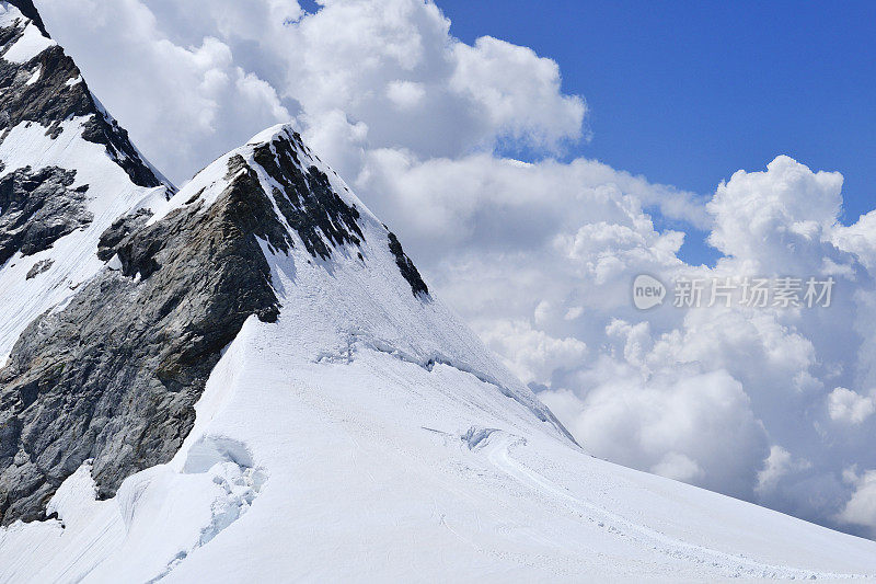 阿列奇冰川全景，阿尔卑斯山，瑞士