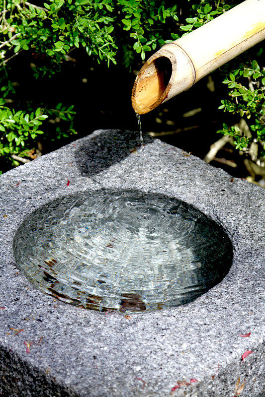日本花园中的滴水