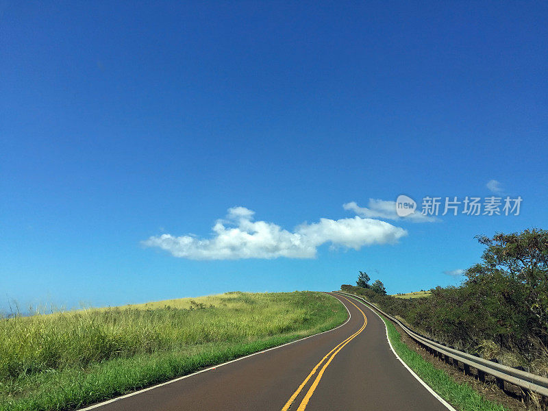 夏威夷考艾岛威美亚峡谷蜿蜒的柏油路