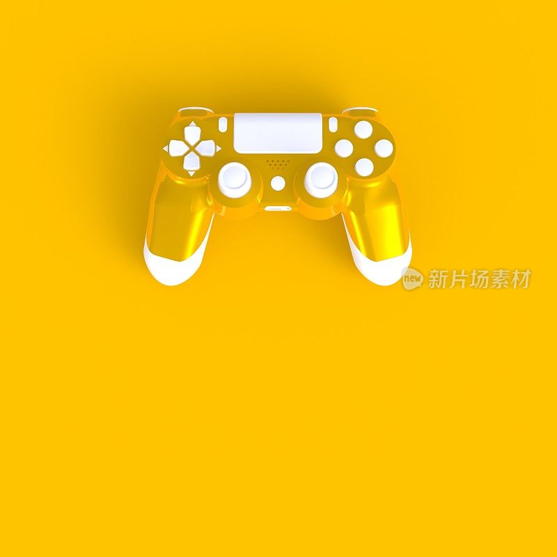 操纵杆抽象最小黄色背景，游戏概念，3d渲染
