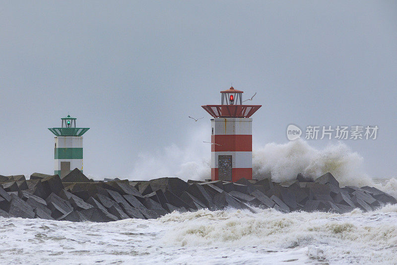 海牙海岸的暴风雨天气