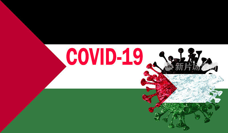 带巴勒斯坦旗的冠状病毒爆发