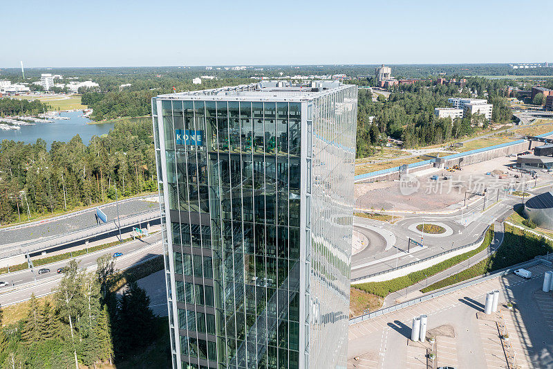 通力公司总部大楼夏季鸟瞰图。