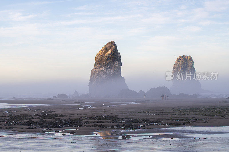 加农海滩的大雾早晨