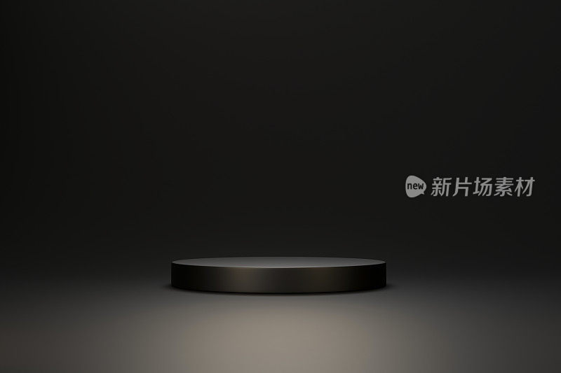 圆柱空黑色平台底座产品展示台背景3d渲染