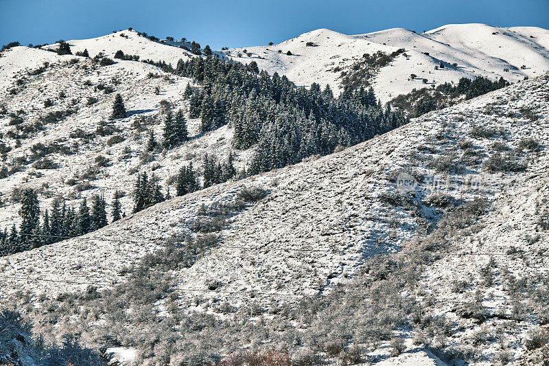 降雪后的冬季山景