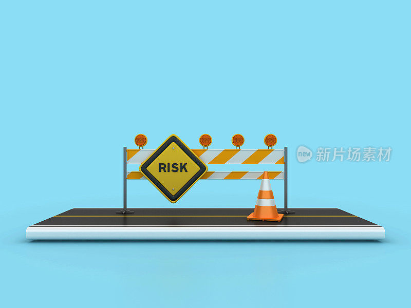 带有危险标志的3D道路