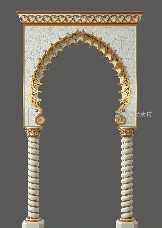 印度或阿拉伯风格的装饰性雕刻拱门