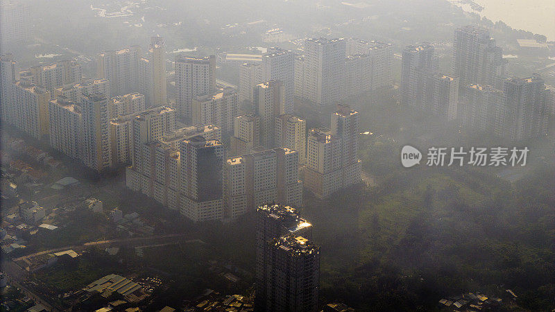 鸟瞰胡志明市天际线和摩天大楼在胡志明市市中心的心脏业务中心。