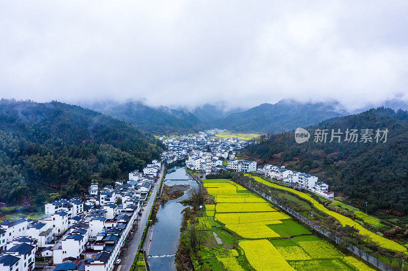 航拍中国婺源美丽的乡村风光