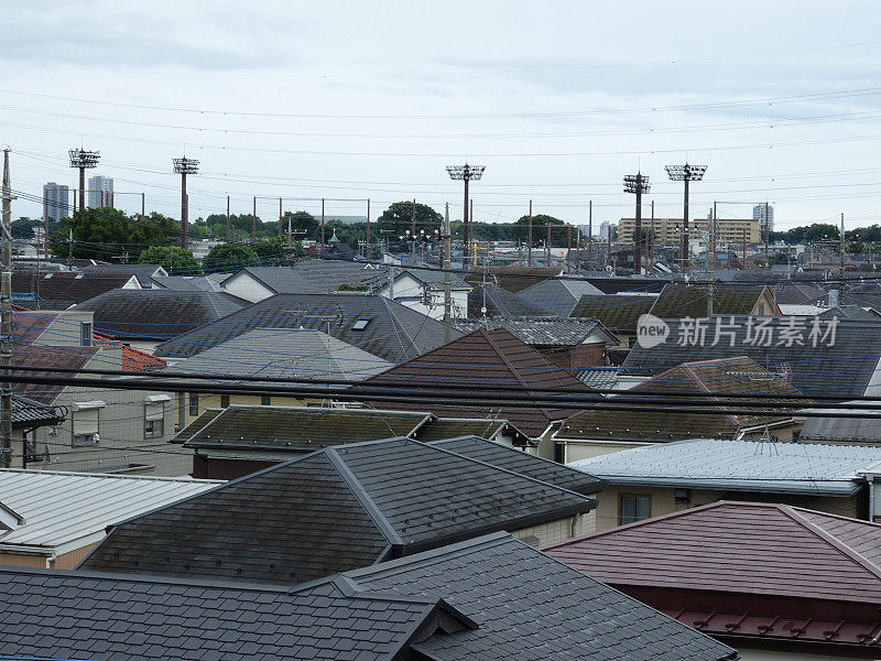 从上面对角线拍摄的住宅区