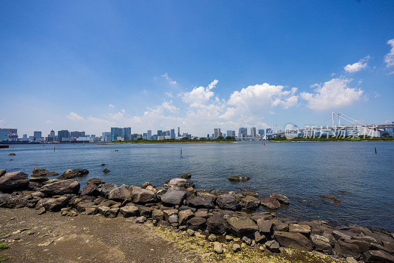 东京湾，公园和城市建筑的广阔视野