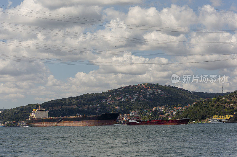 商业船只在博斯普鲁斯海峡附近的黑海海岸亚乌兹苏丹塞利姆桥在beykoz伊斯坦布尔土耳其