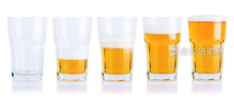 五杯啤酒的不同消费阶段