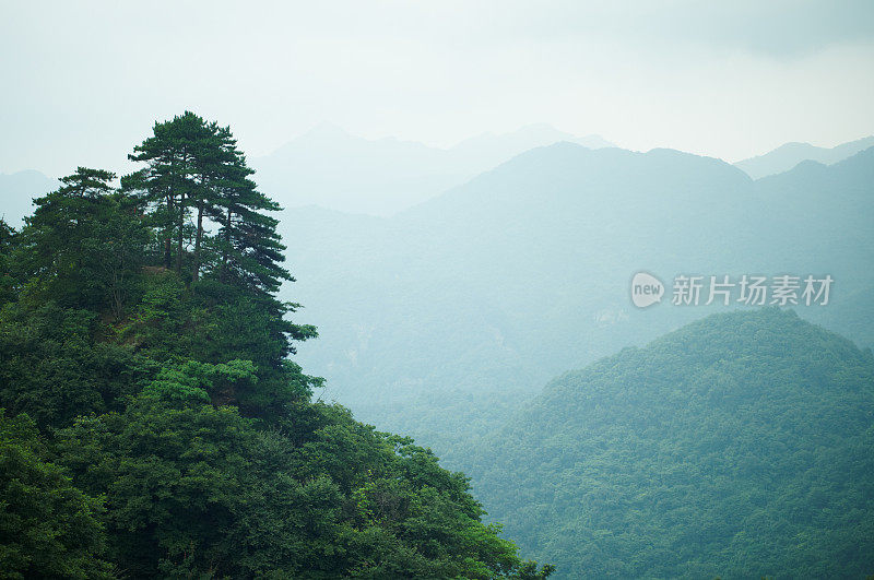 雾蒙蒙的武当山。