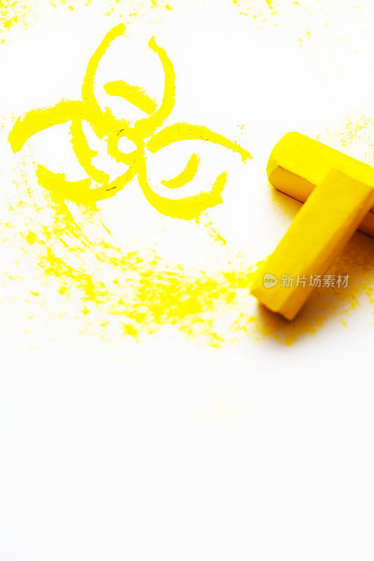 鲜艳的黄色蜡笔画生物危害符号