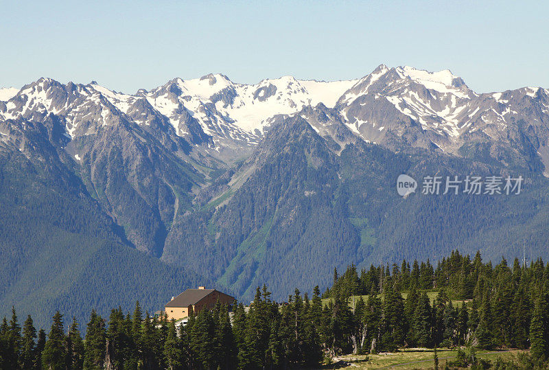 从飓风脊的奥林匹克山脉的宏伟远景