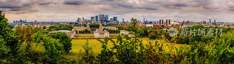 格林威治全景和伦敦城市景观