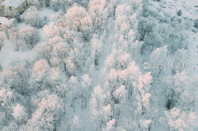 斯堪的纳维亚村庄完全被雪覆盖。芬兰图尔库