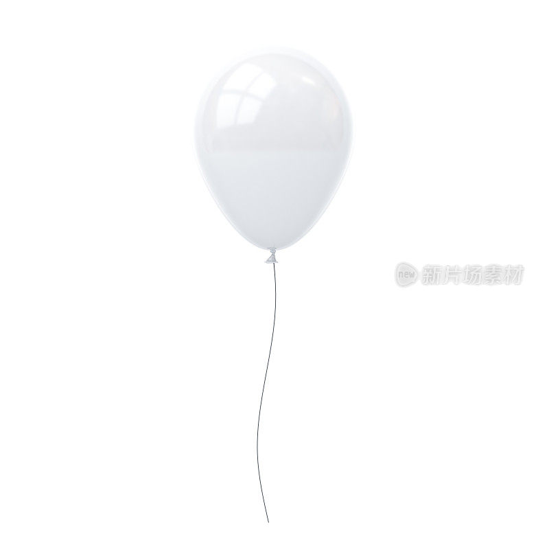 白色气球孤立在白色背景与窗口反射。三维渲染