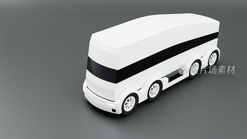 自动驾驶汽车卡车上的灰色背景3d插图