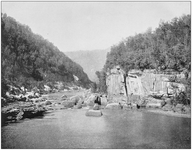 美国著名风景的古老照片:新河，西弗吉尼亚