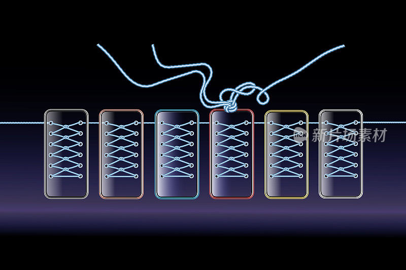 绳子编织成多个智能手机
