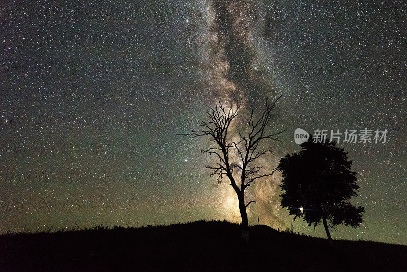 中国内蒙古草原上的银河