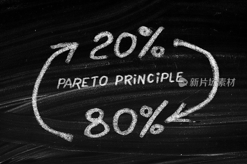 黑板上的帕累托80-20原理概念