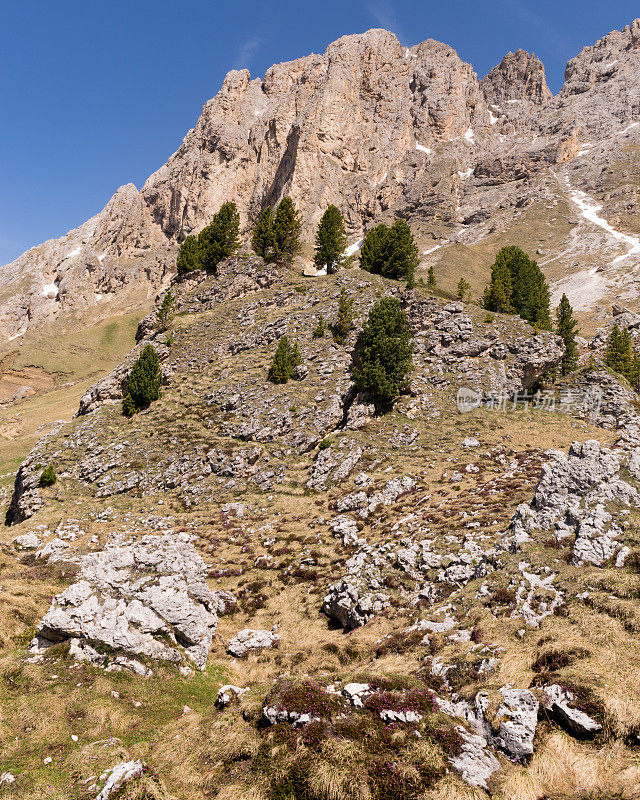 Dolomites的Langkofel地块的景观