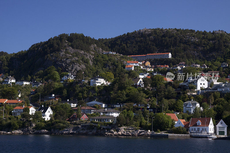挪威卑尔根的海岸线