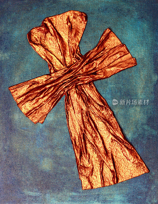 宗教:纺织的黄金十字架上画的背景