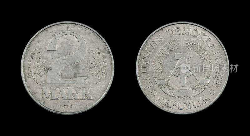 二马克硬币，德意志民主共和国，1975年