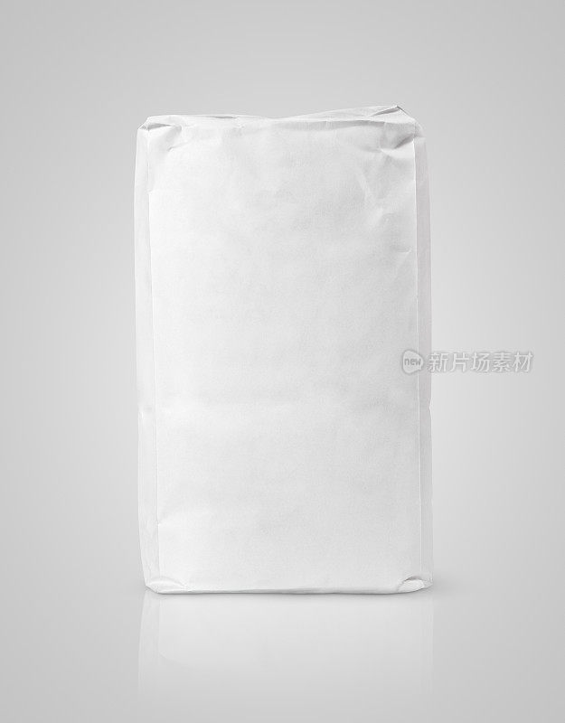 白色空白纸袋包装上灰色面粉
