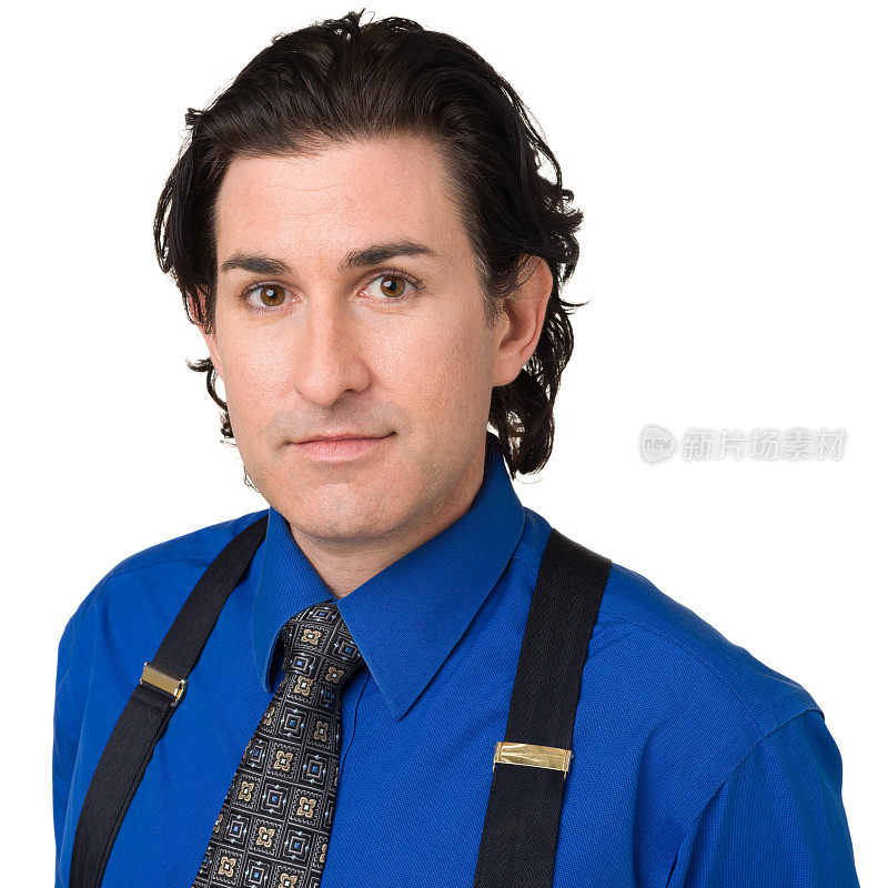 男人的肖像衬衫，领带，背带