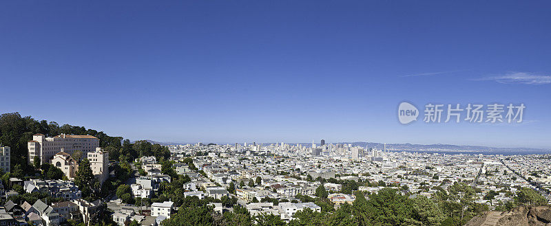 旧金山城市天际线全景科罗娜高地加利福尼亚