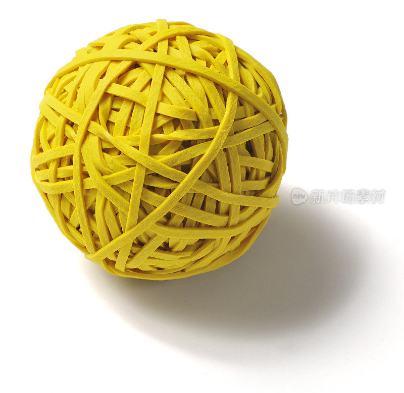 黄色橡皮筋在白色橡皮筋上的球