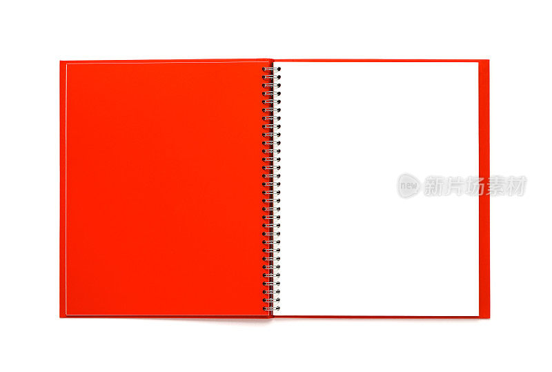 红色笔记本孤立在白色上