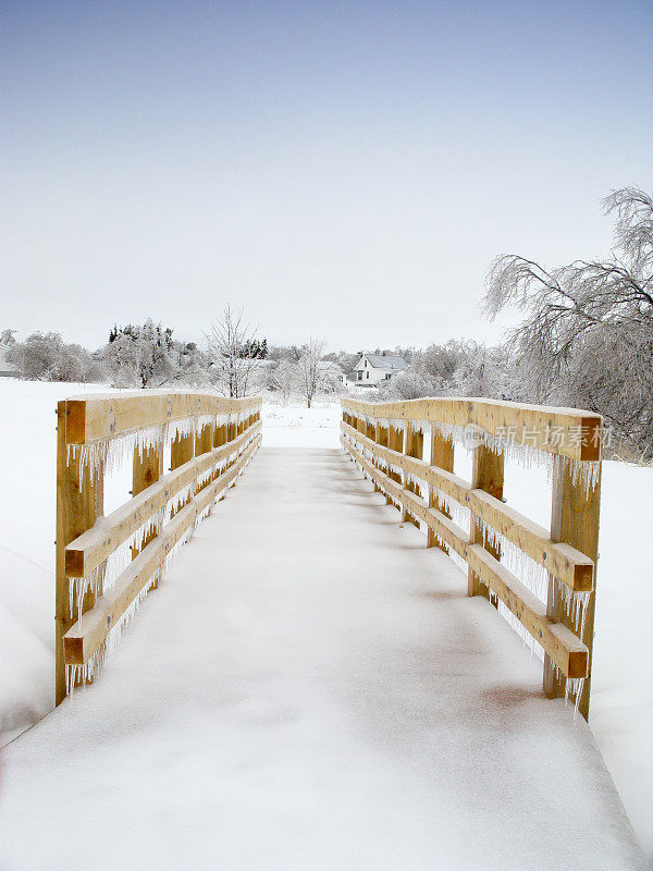 冰冻的人行桥。