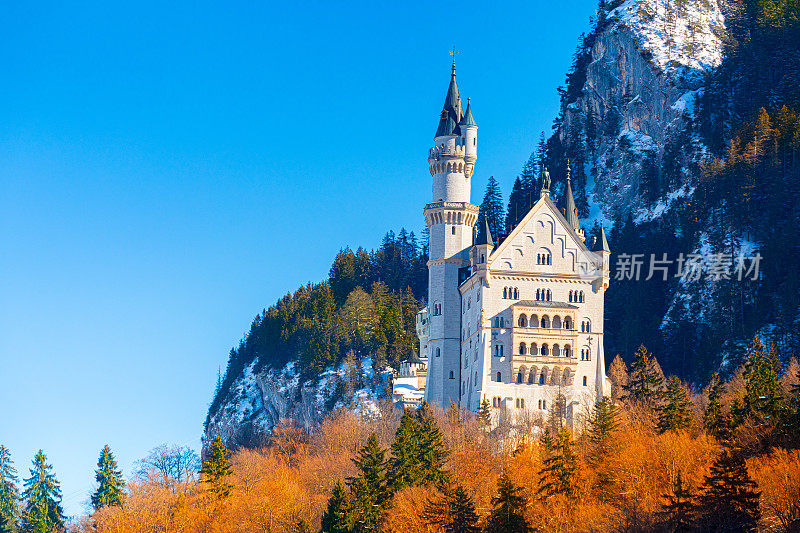 美丽的风景世界闻名的新天鹅堡，德国巴伐利亚西南部