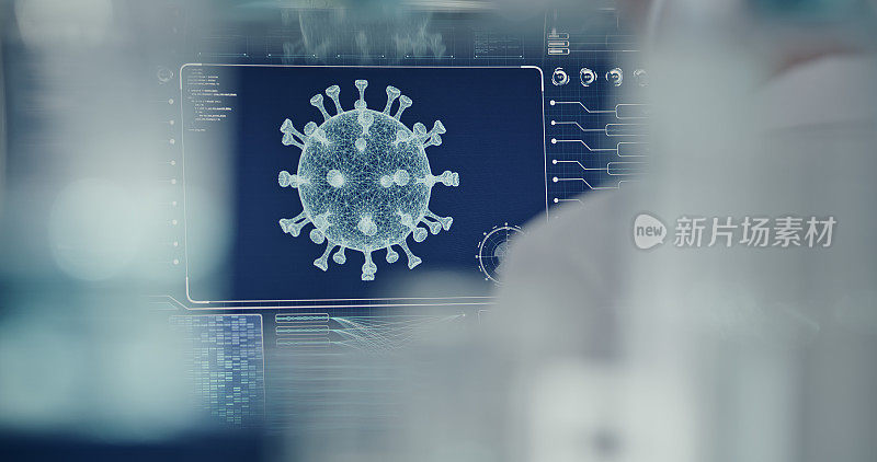 未来的实验室设备——冠状病毒检测。科学家的后视图