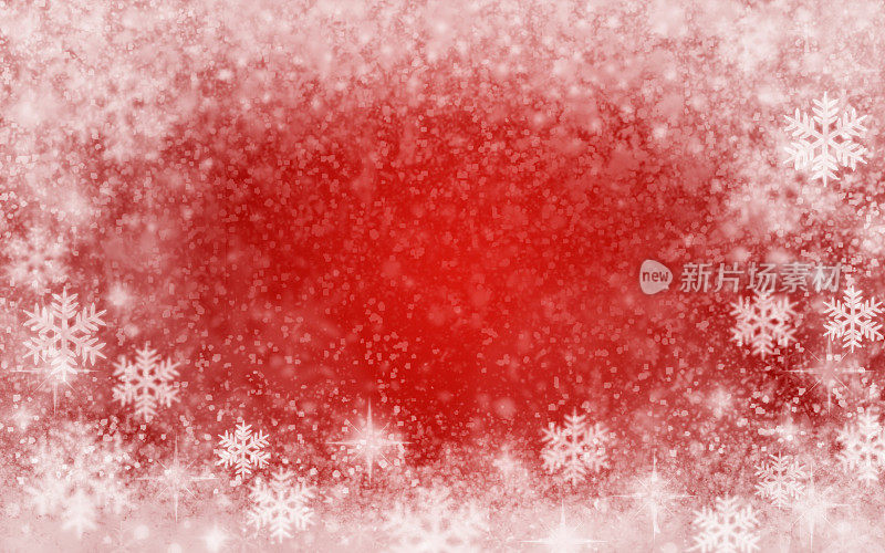 圣诞节背景与雪花和雪的红色背景