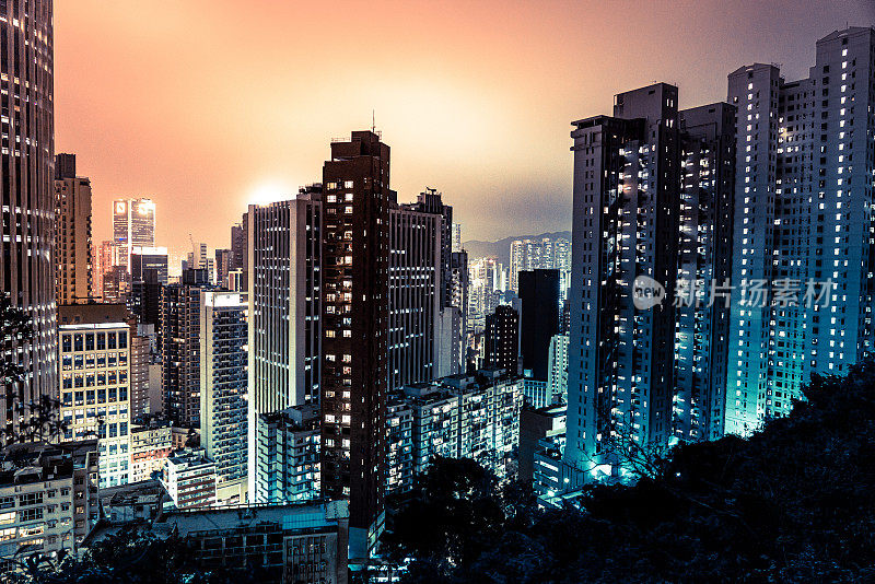 香港的住宅大厦夜景