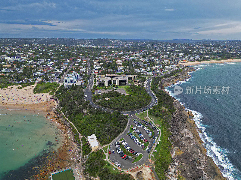 澳大利亚新南威尔士州淡水海滩和卷曲海滩的鸟瞰图