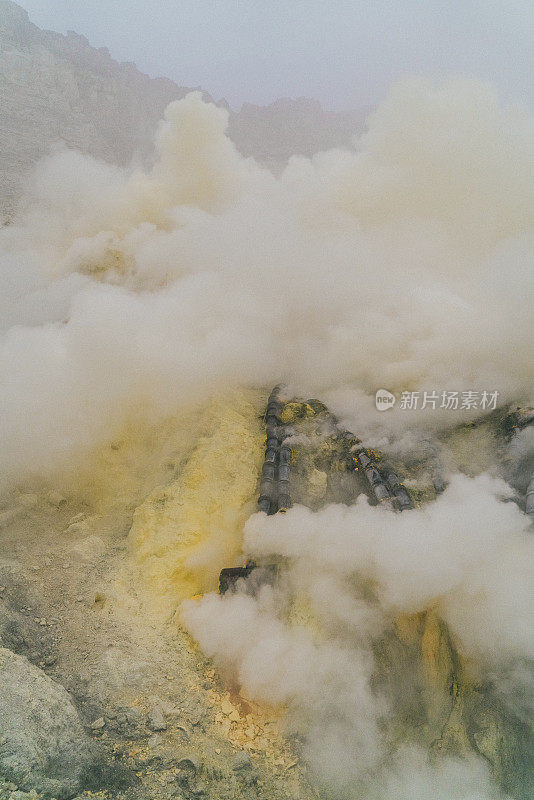 伊真火山和硫磺矿的风景