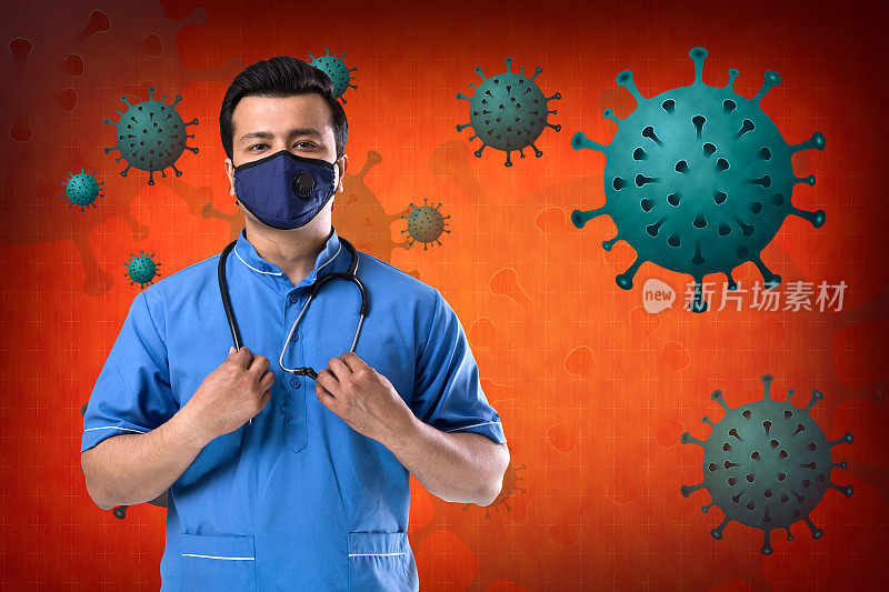 医护人员戴口罩，防止病毒疾病传播