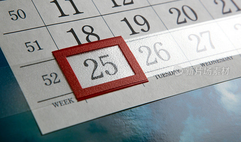 12月25日和日历日的数字接近